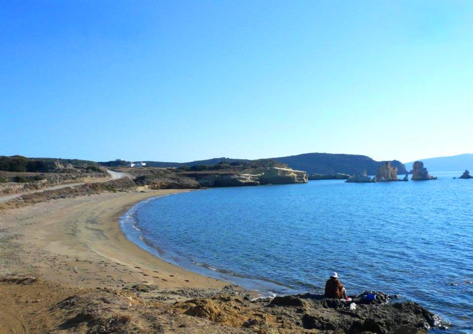 The beach Mavrospilia at Kimolos